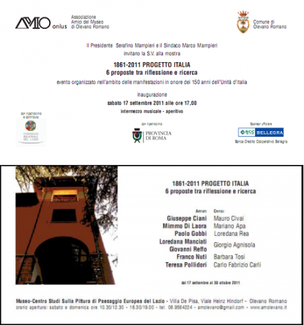 Invito - inaugurazione mostra 17 settembre 2011 - Museo Civico d'Arte Olevano RM